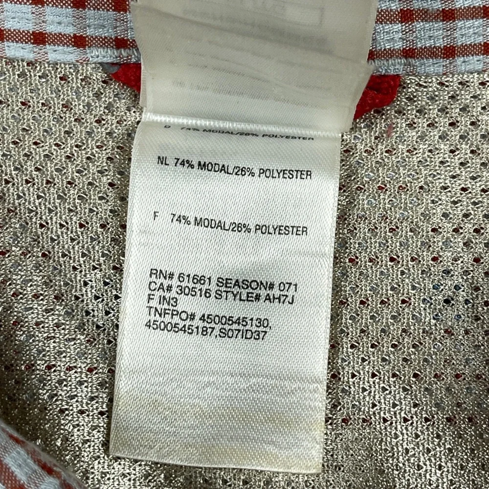 The North Face Button Down Shirt Mens XL Red‎ Gray Check Short Sleeve Outdoor